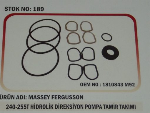 Massey Ferguson 240/255T Hidrolik Direksiyon Yan Pompa Tamir Takımı (189) Karadeniz 1810843M92 21040
