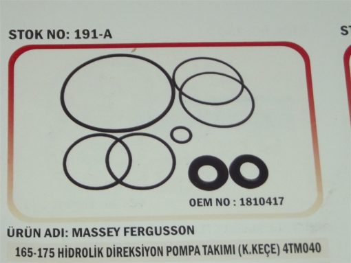 Massey Ferguson 165/175/185 Hidrolik Direksiyon Yan Pompa Tamir Takımı (Eski Model) (191) Karadeniz 1810417 21045