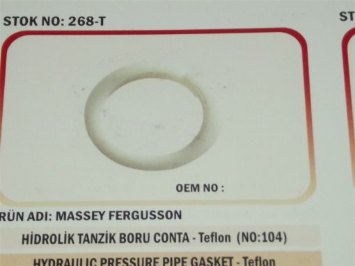 Massey Ferguson 135/240/285 Hidrolik Yağ Boru Oring Teflonu (268-T) Karadeniz 195874 21134